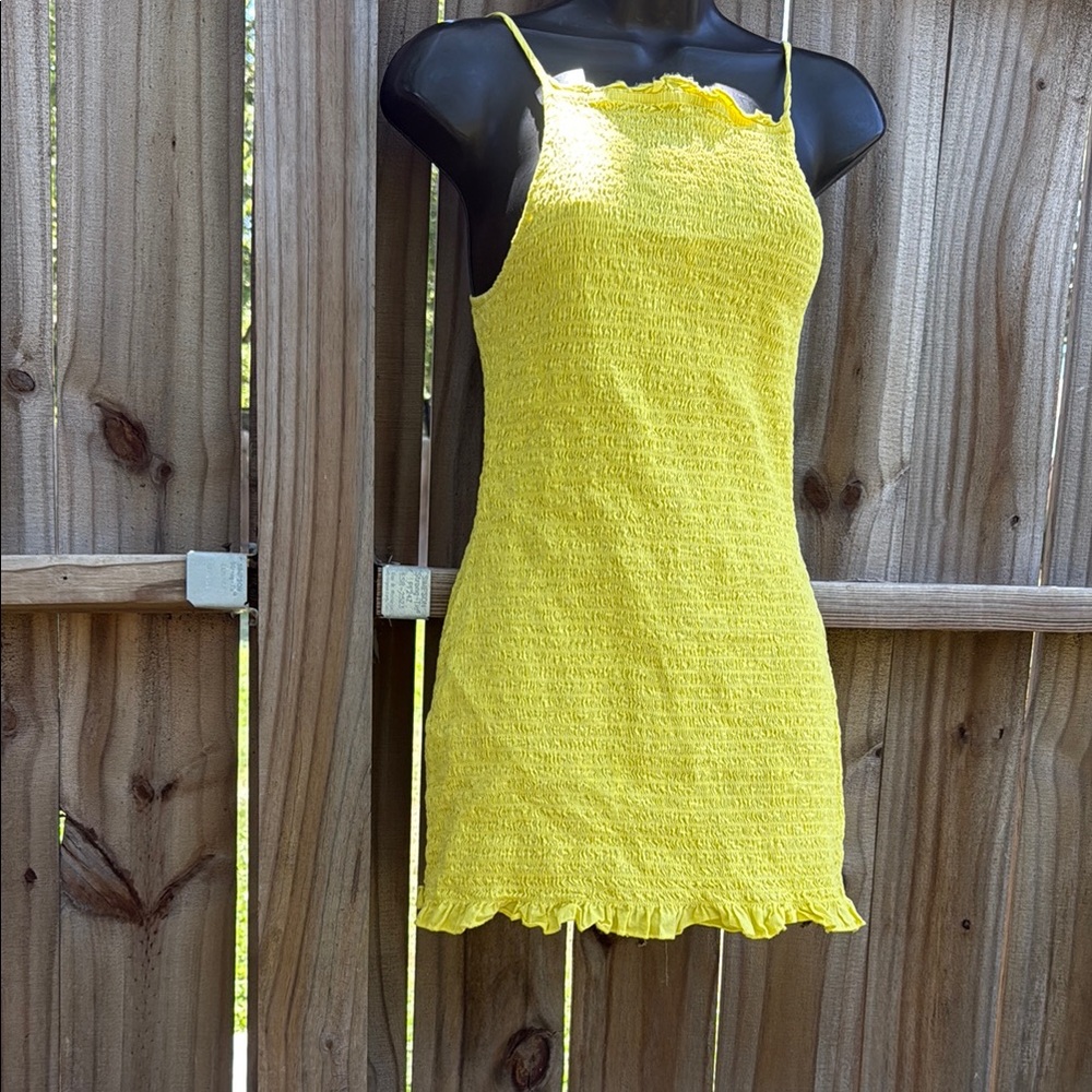 Free People Yellow Smocked Mini Dress